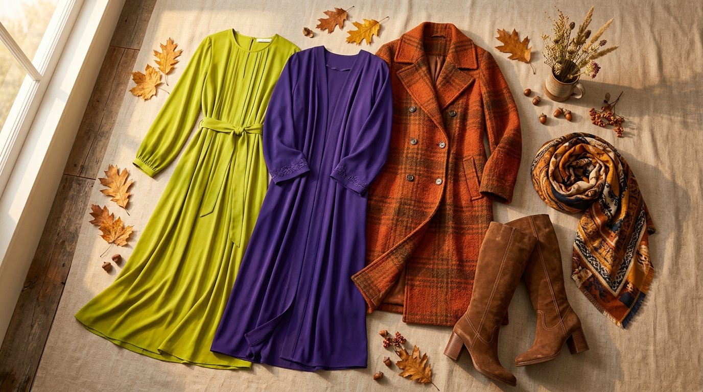 Fall 2026 fashion trends styled modestly with abaya, maxi dress and statement coat