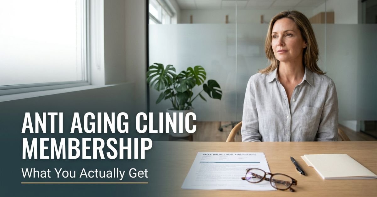 Anti aging clinic membership guide showing a clinic consultation and cost documents