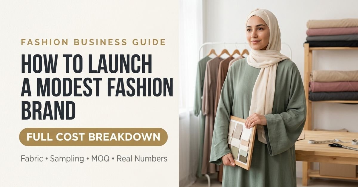 Studio workroom showing how to launch a modest fashion brand from sample to production