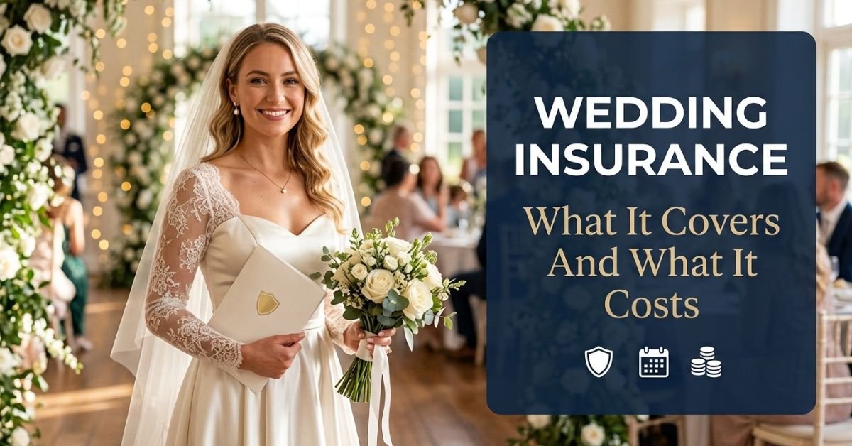 Couple's wedding insurance planning notes with calculator and ring box
